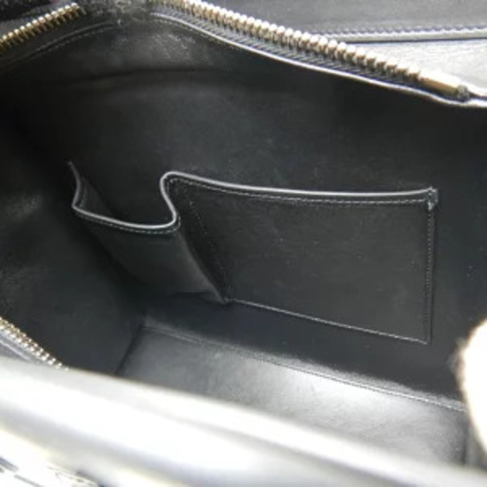 Celine Luggage Shoulder Bag Canvas Leather Black Navy Blue Natural - Picture 7 of 8